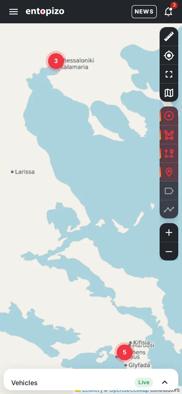 Carte en temps réel Entopizo Pro sur un téléphone